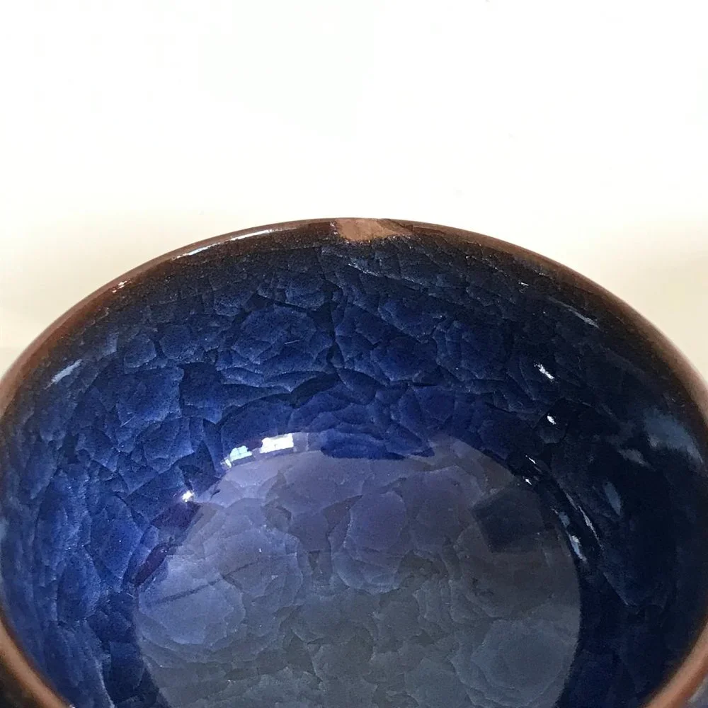 Asian Blue Ice Crackle Glazed Terracotta Teapot and Tea Cup Set - 7 Pieces - Picture 8 of 11